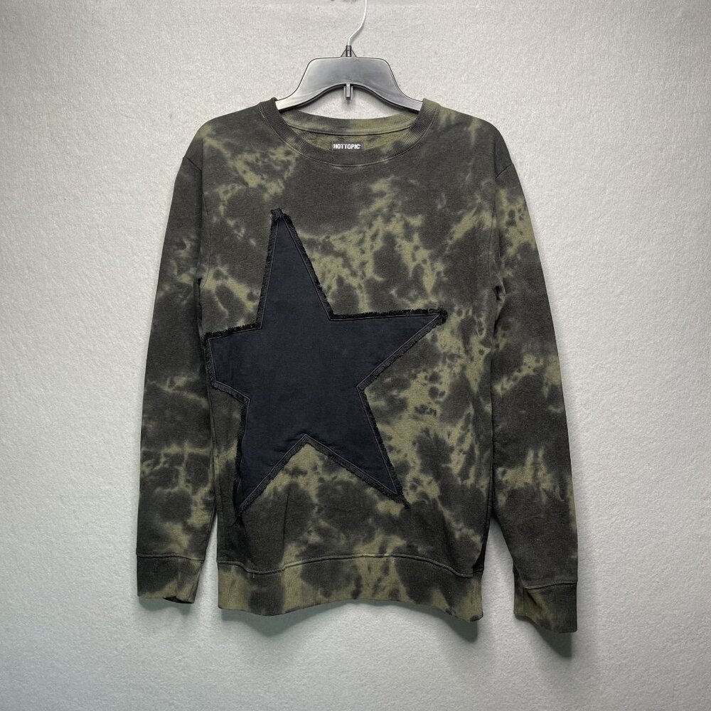 Hot Topic Green Wash Star Tie-Dye Sweatshirt XS